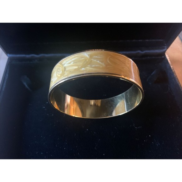 Vintage Monet Bangle Bracelet -Gold-Toned 3/4" wide, swirly design - Picture 2 of 4